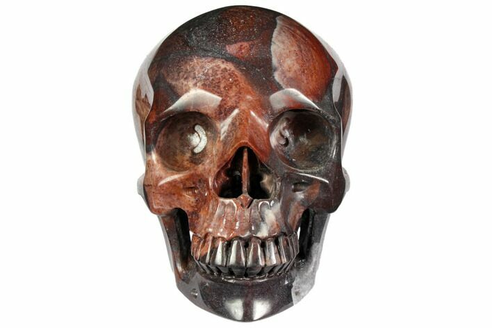 Realistic, Polished Red Picture Jasper Skull #151191